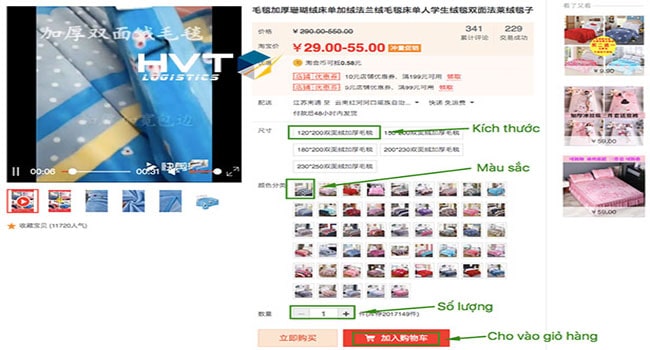 Chọn sản phẩm vào giỏ hàng